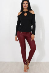Wine High Waisted Skinny Jeans-Joffy