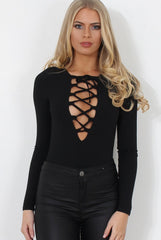 Una Black Tie Front Bodysuit