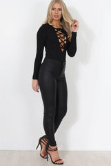 Una Black Tie Front Bodysuit
