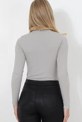 Una Grey Tie Front Bodysuit