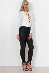 Una White Tie Front Bodsuit