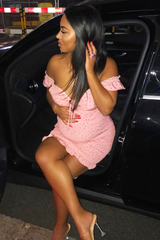 Pink Polka Dot Frill Detail Shirred Dress - Jamaria