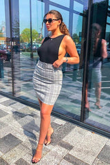 Black Tartan Belted Tailored Mini Skirt - Fiona