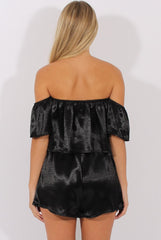 Black Silk Choker Bardot Co-ord - Cari