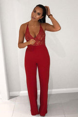 Red High Waisted Wide Leg Trousers - Maise