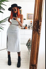 White Polka Midi Skirt and Crop Top Co-ord - Viktoriya