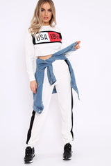 White And Black USA Side Stripe Tracksuit - Simmy