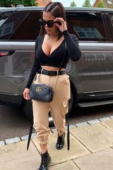 Camel Utility Buckle Trouser - Zarie