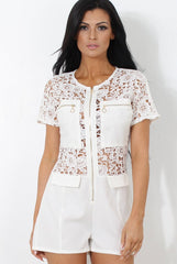Dero White Crochet Playsuit