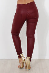 Wine High Waisted Skinny Jeans-Joffy