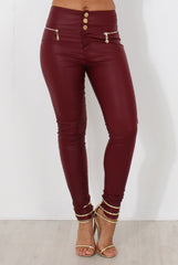 Wine High Waisted Skinny Jeans-Joffy