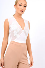 White Mesh Crochet Bodysuit - Valerie