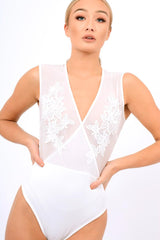 White Mesh Crochet Bodysuit - Valerie