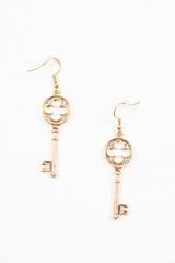 Gold Diamante Key Earrings - Valery
