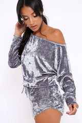 Grey Velvet Loungewear Set - Portia
