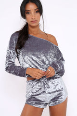 Grey Velvet Loungewear Set - Portia
