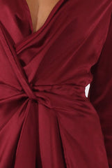 Red Silky Front Twist Playsuit - Venus