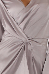 Grey Silky Front Twist Playsuit - Venus