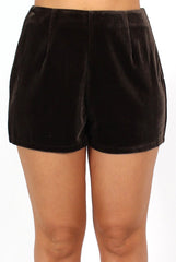 Vera Khaki Velvet Shorts