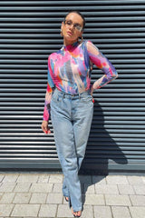 Mutli Abstract Print High Neck Bodysuit - Verity