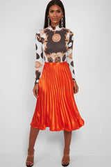 White Chain Print Slinky High Neck Bodysuit - Abira