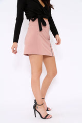 Nude Ring Zip Detail Skirt - Vessie