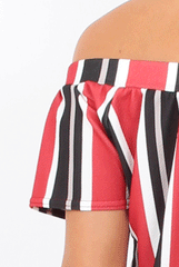 Red Striped Bardot Top - Victoria