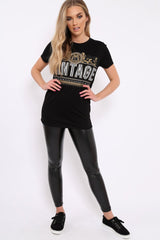 Black Vintage Slogan T-shirt - Aaya