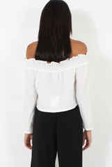 White Off Shoulder Crop Top - Violetta