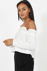 White Off Shoulder Crop Top - Violetta