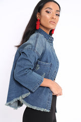 Denim Distressed Frayed Hem jacket - Violetta