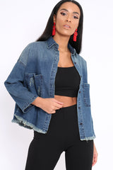 Denim Distressed Frayed Hem jacket - Violetta
