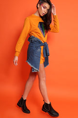 Denim Distressed Frayed Hem jacket - Violetta