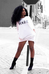 White Vogue Slogan Oversized Jumper - Bray
