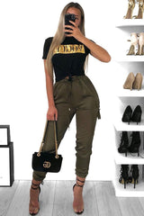 Black Knot Front Vogue Slogan Top - Ashira