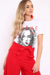 White Vogue Slogan T-shirt - Alana