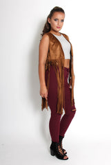 Mimi Camel Suede Tassel Waistcoat