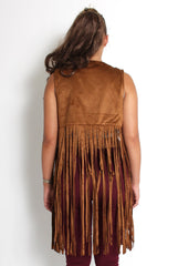 Mimi Camel Suede Tassel Waistcoat