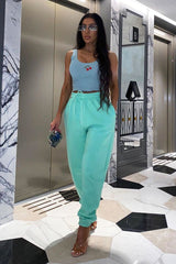 Mint Front Piping Joggers - Jordyn