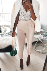 Pink Lace Cross Back Bodysuit - Brogan