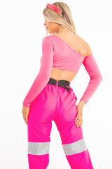 Neon Pink Asymmetric Crop Top - Nicki