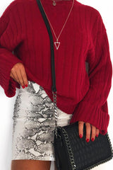 Red Knit High Neck Jumper - Jaelynn
