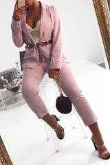 Lilac Corduroy High Waist Tapered Trousers - Emmelia