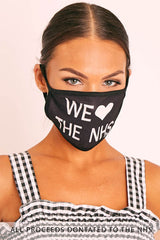 Black We Heart The NHS Slogan Face Mask - Naomi