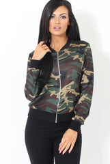 Khaki Camouflage Bomber Jacket - Wendy