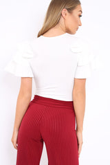 White Bodysuit Frill Arms - Janeva
