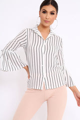 White Stripe Bell Sleeved Shirt - Aairah