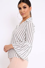 White Stripe Bell Sleeved Shirt - Aairah