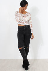 Kira White Burn Out Crop Top