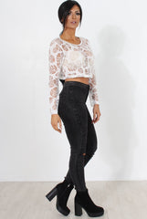 Kira White Burn Out Crop Top